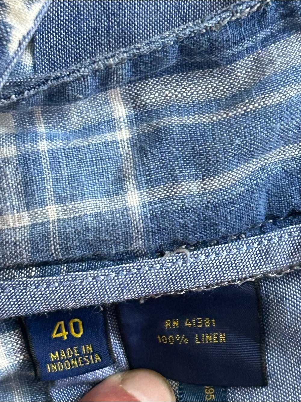 Mens 40 Polo Ralph Lauren India Madras 100% Linen Shorts Tie Dye Blue - Picture 6 of 9